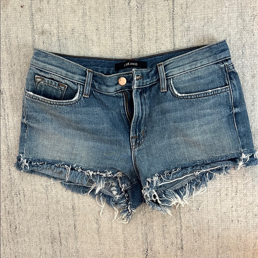 J Brand Distressed Blue Denim Shorts